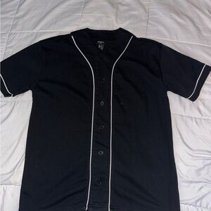 Forever 21 Black Button Down Shirt with White Trim
